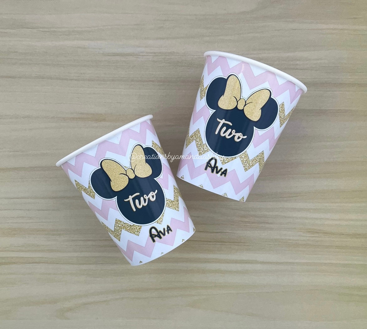 Minnie Mouse Black and Gold Party Cups