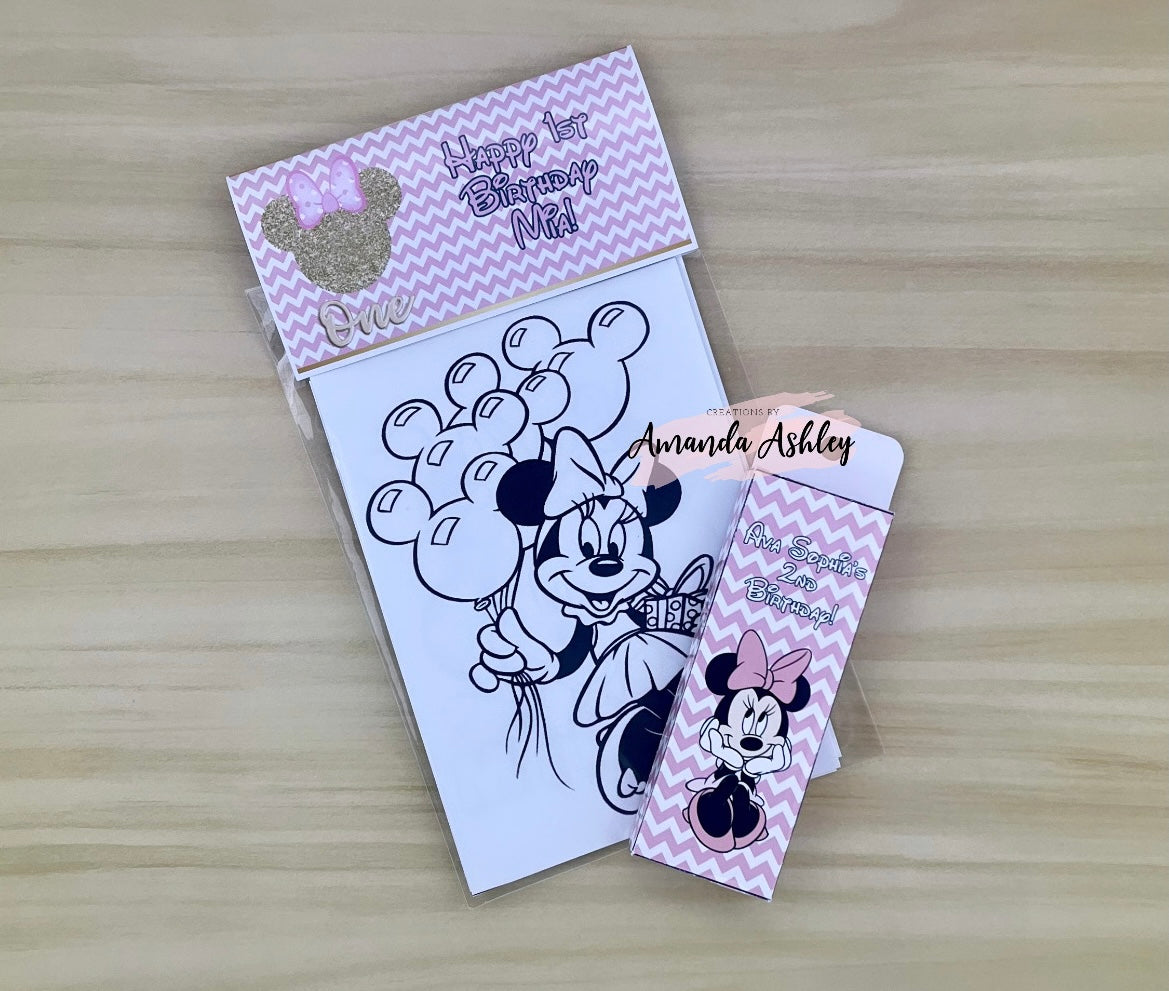 Minnie Mouse Pink Chevron Coloring Favors