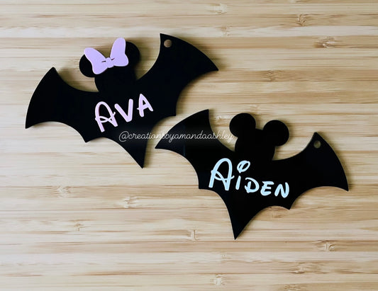 Mickey & Minnie Halloween Bat Tags