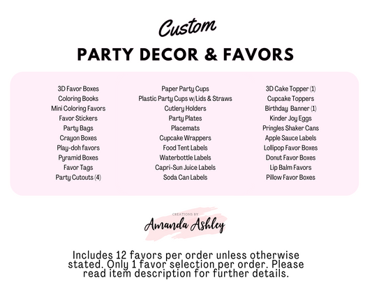 Custom Party Decor & Favors