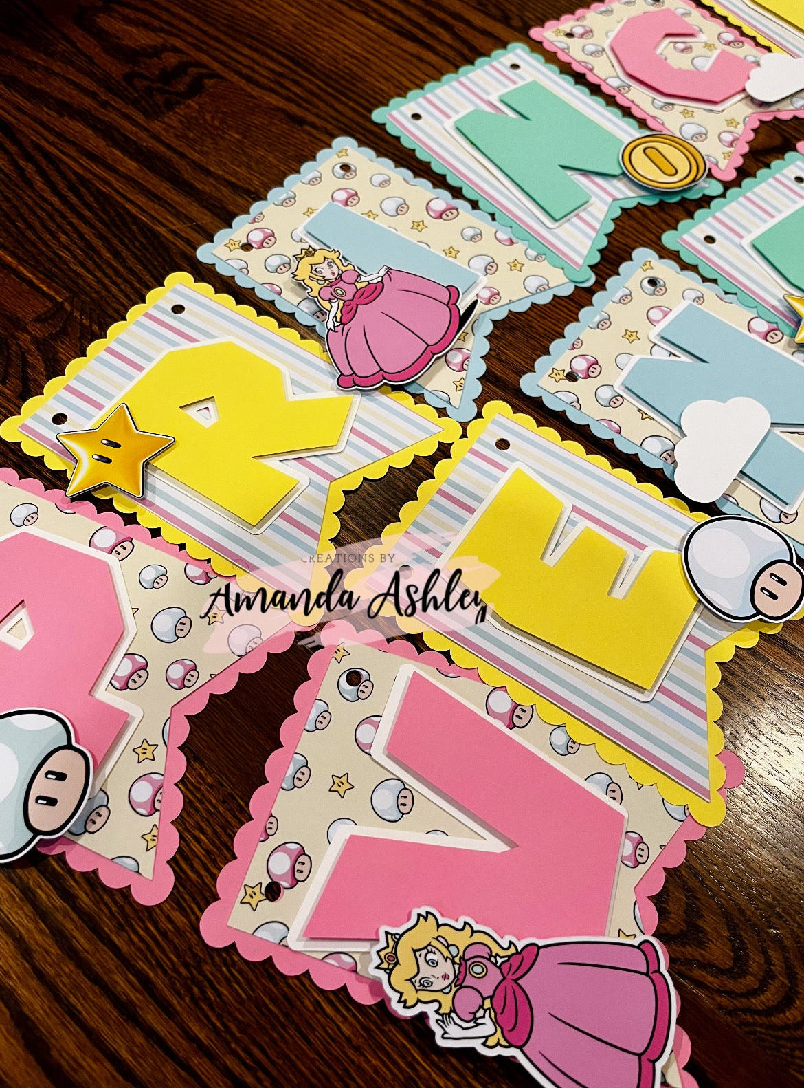 Princess Peach Birthday Banner