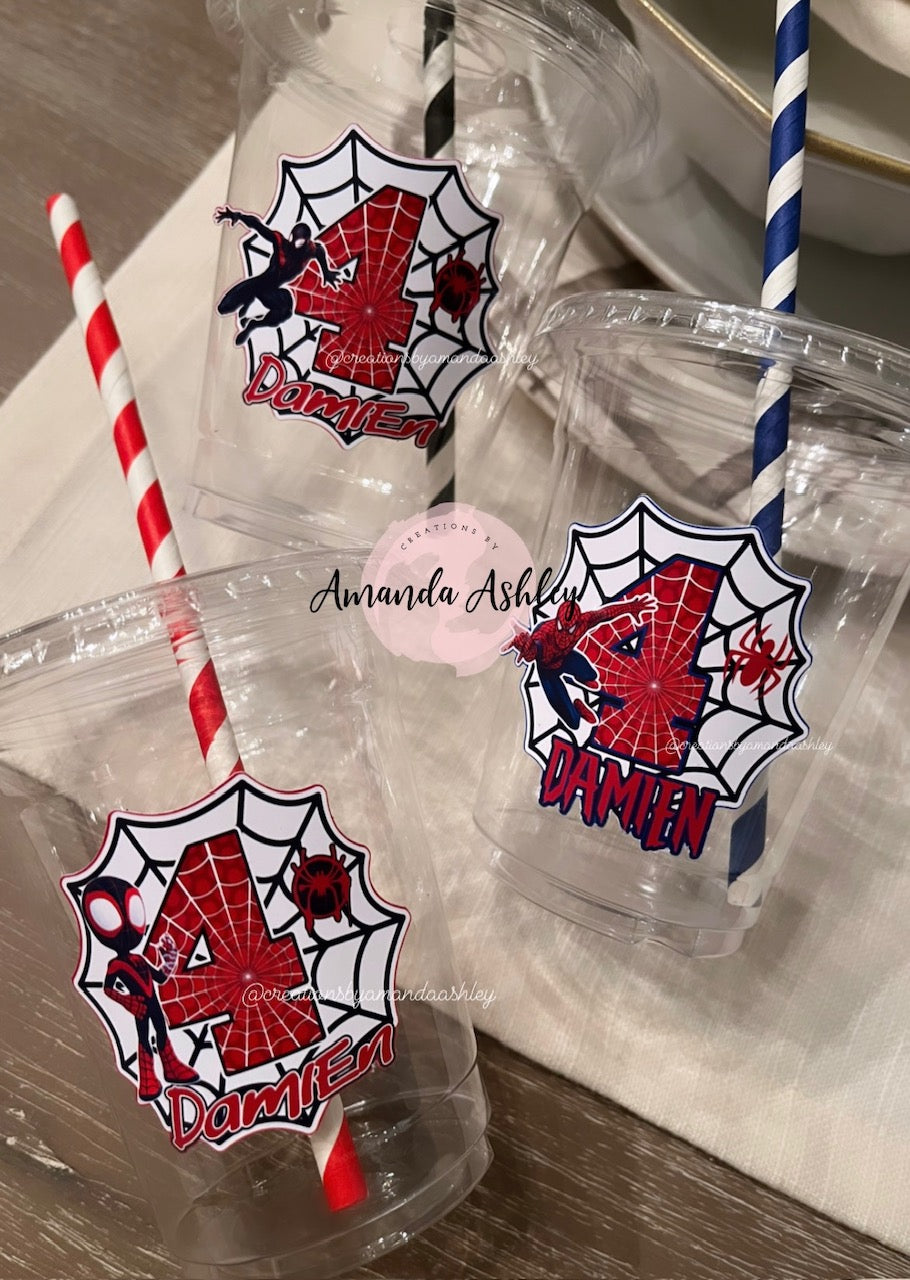 Spiderman/Spidey/Miles Morales Party Cups