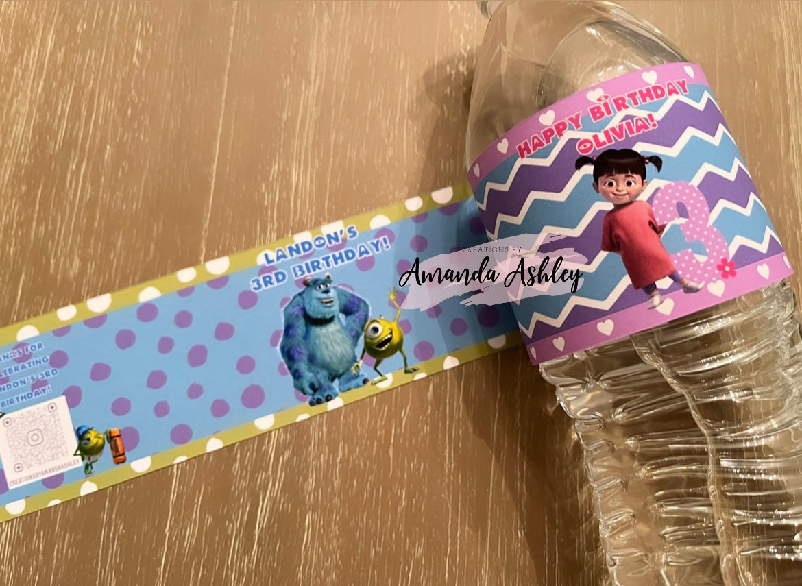 Monsters Inc Waterbottle Labels