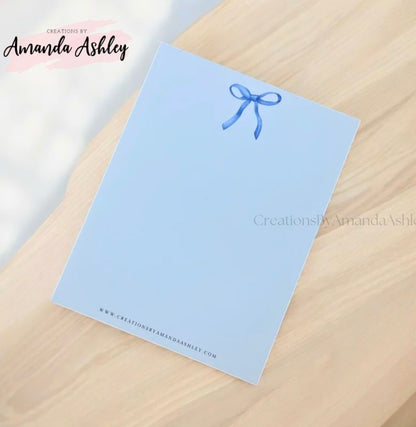 Blue Coquette Bow Notepad