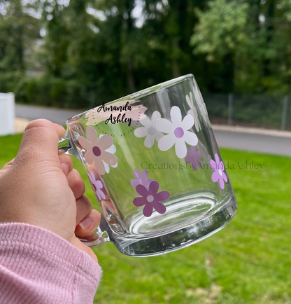 Daisy Glass Mug - Lavender