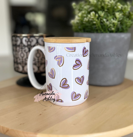 Lavender Hearts Bamboo Coffee Mug