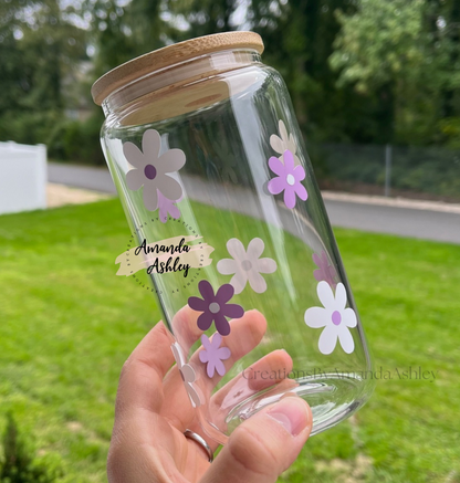 Daisy Glass Can - Lavender