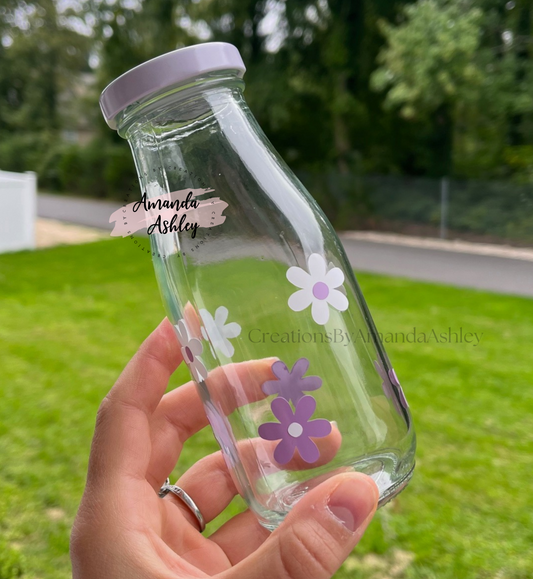 Daisy Glass Milk Bottle - Lavender