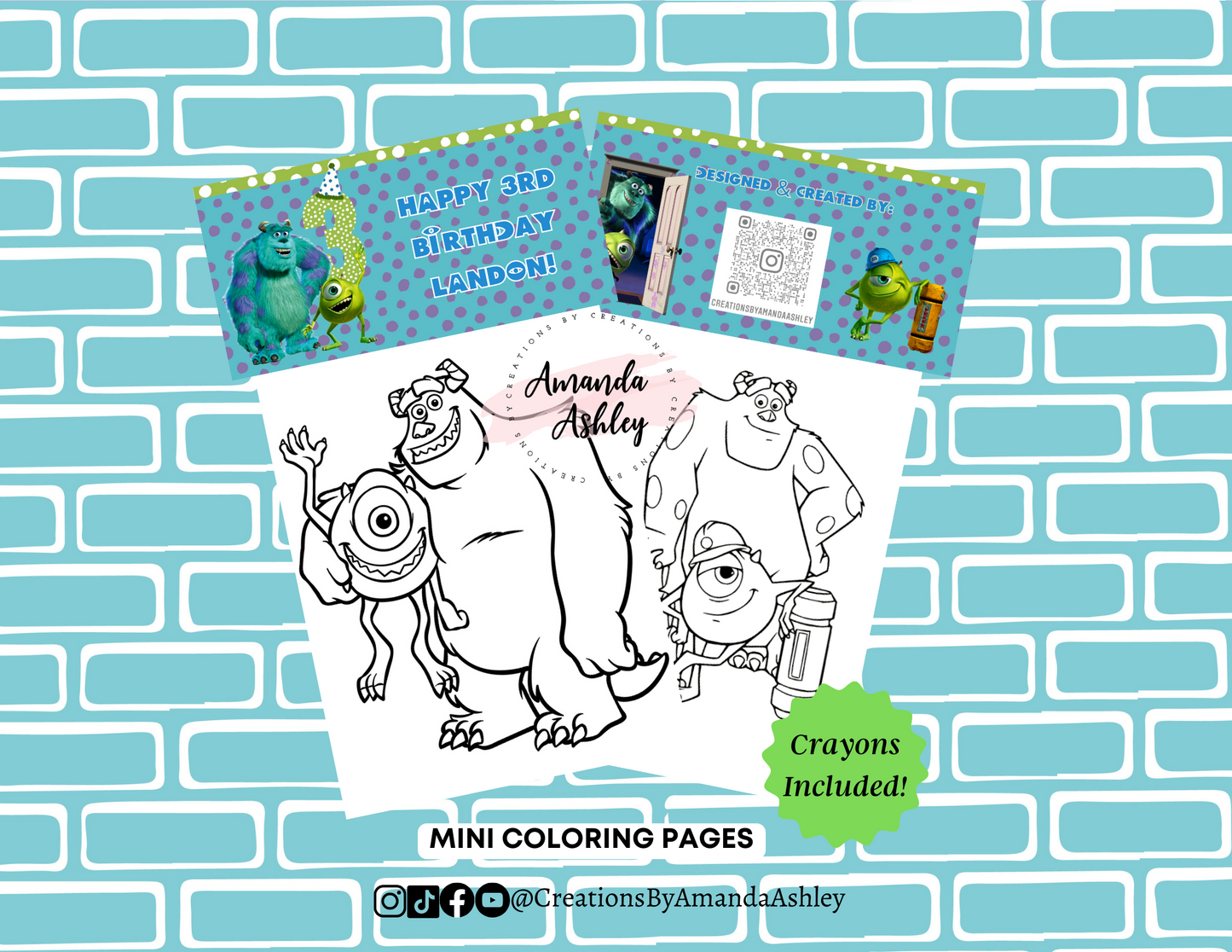 Monsters Inc Mike & Sully Coloring Favors