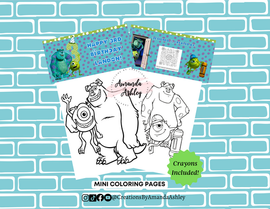 Monsters Inc Mike & Sully Coloring Favors