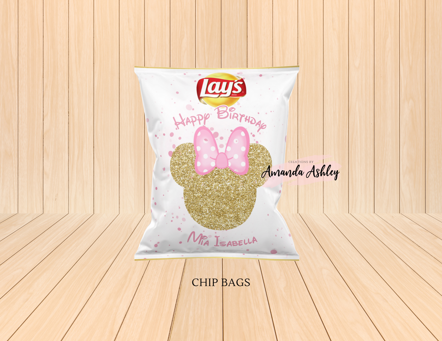 Minnie Mouse Chip Bags White/Gold