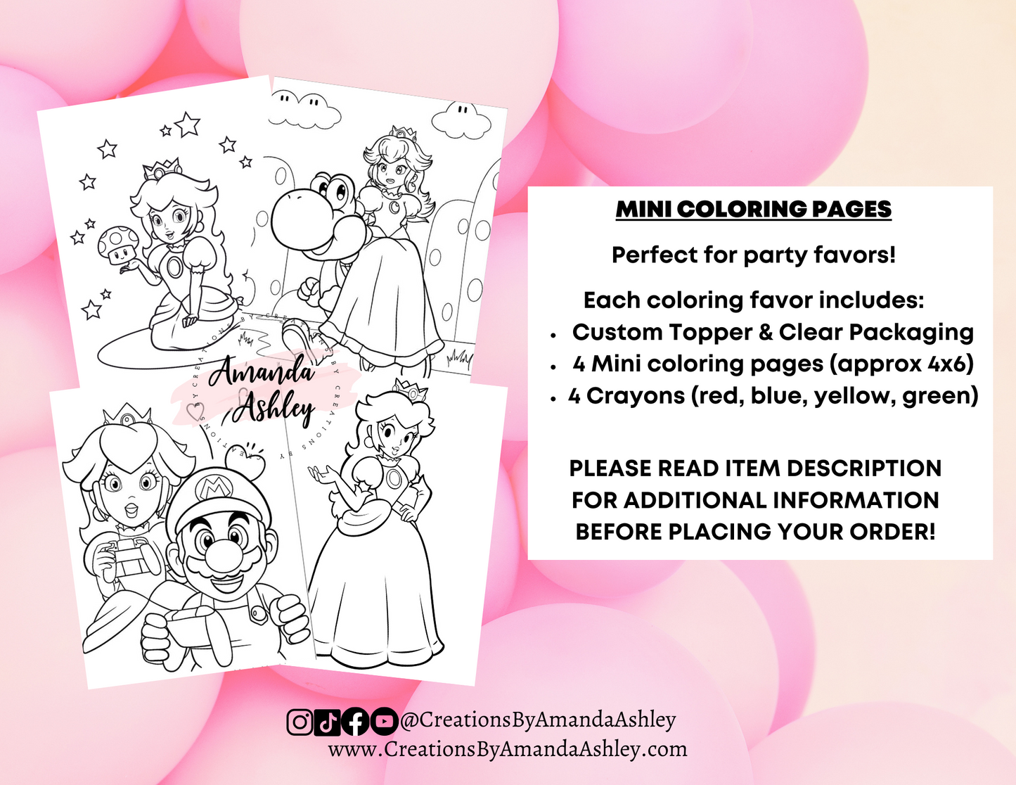 Princess Peach Coloring Favors