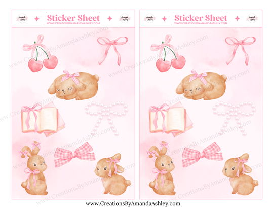 Pink Bunny Sticker Sheet