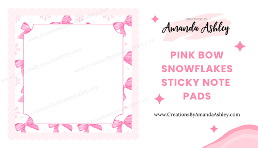 Pink Bow Snowflakes Sticky Notes