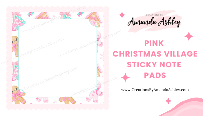 Pink Christmas Village Sticky Notes