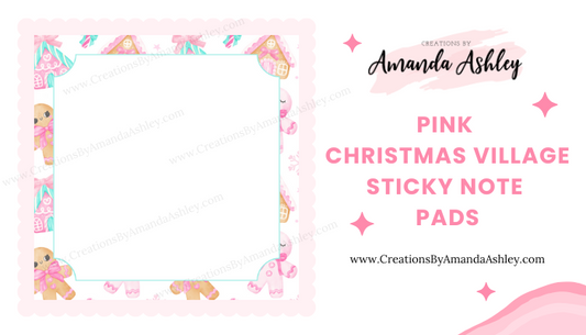 Pink Christmas Village Sticky Notes