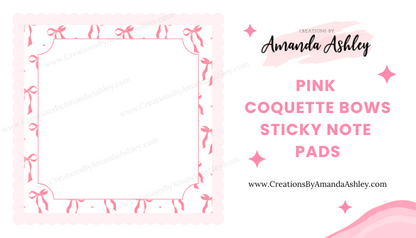 Pink Coquette Bows Sticky Notes