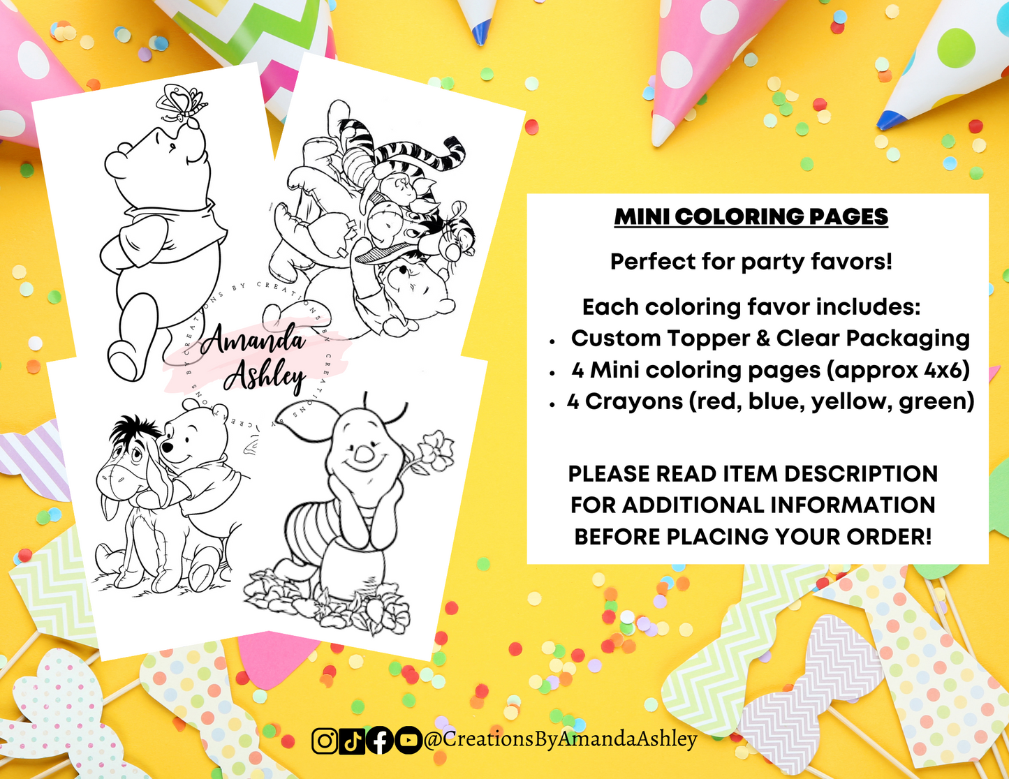 Pooh Bear Coloring Favors