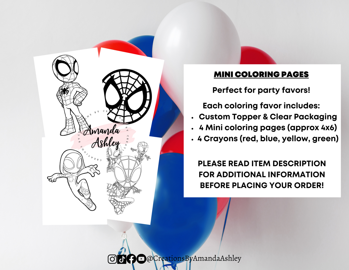 Spidey and Friends Coloring Favors