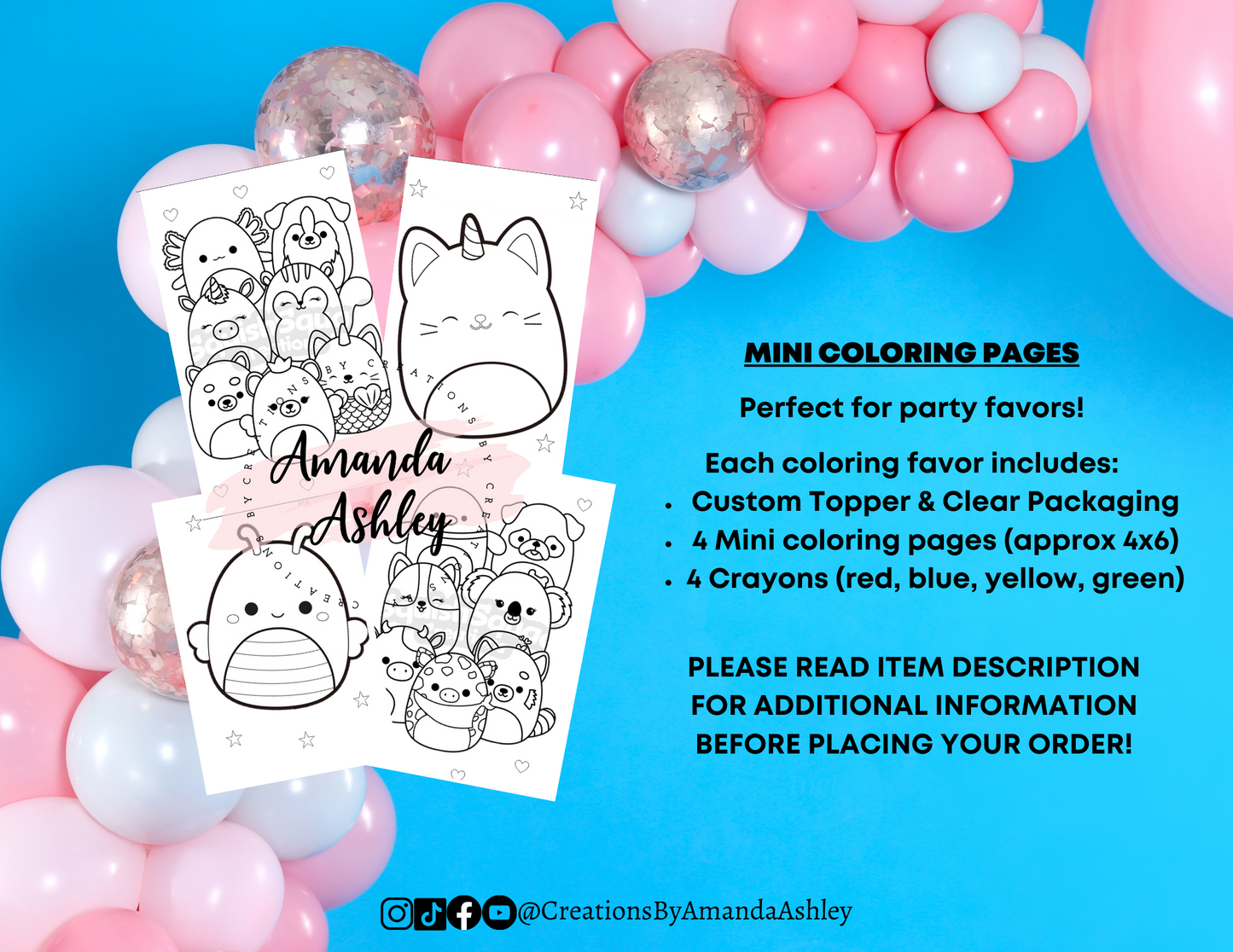 Squishmallow Coloring Favors