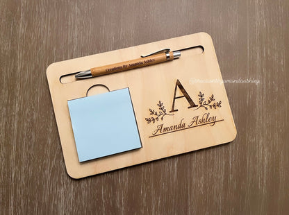 Engraved Stationary Pen & Pad Holder