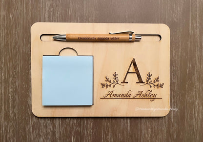Engraved Stationary Pen & Pad Holder