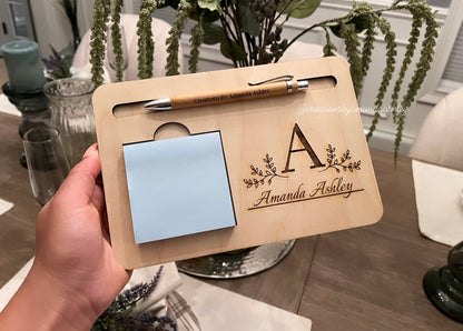Engraved Stationary Pen & Pad Holder