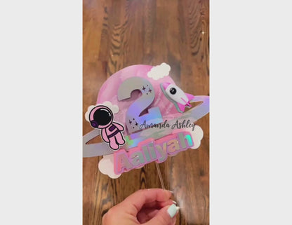 Pink Space Cake Topper
