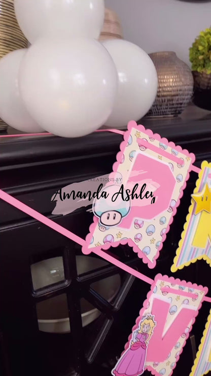 Princess Peach Birthday Banner