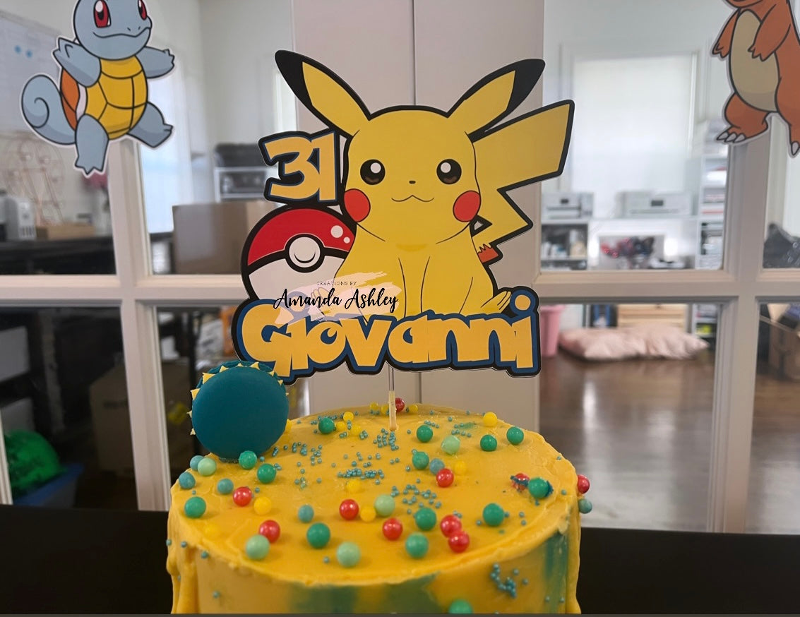 Acrylic Birthday Cake Topper - Pokemon