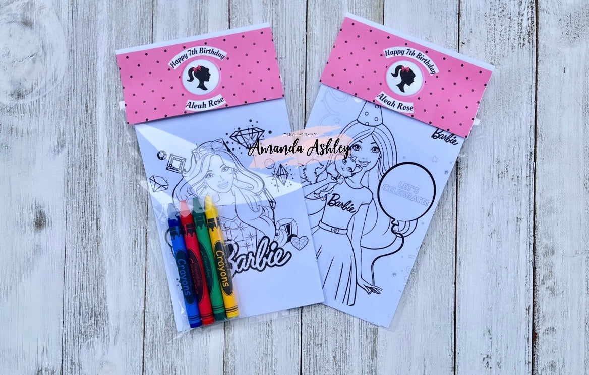 Barbie Coloring Favors